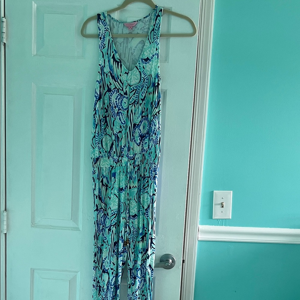 Lilly Pulitzer Blue and Green Patterned Jumpsuit